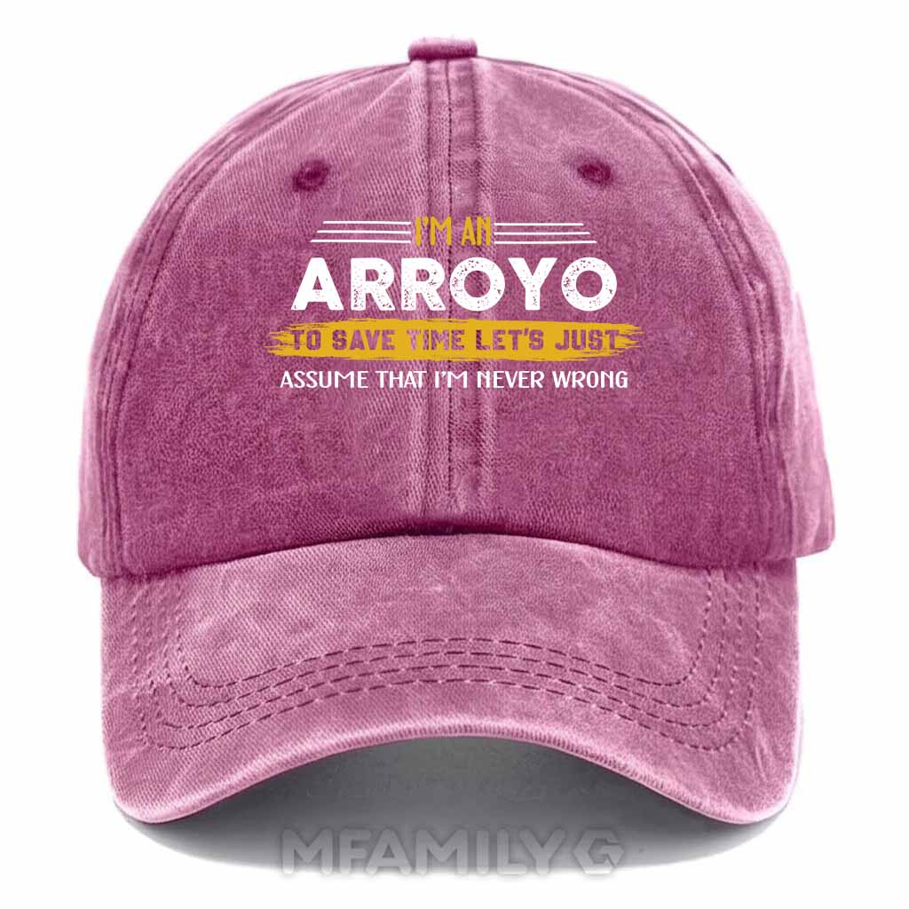 Personalized Arroyo "Never Wrong" Washed Baseball Cap