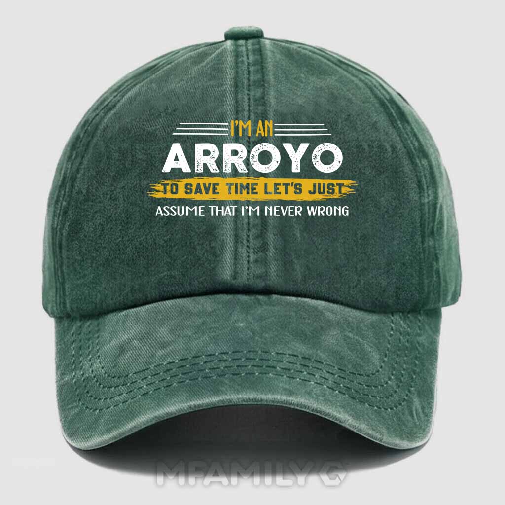 Personalized Arroyo "Never Wrong" Washed Baseball Cap