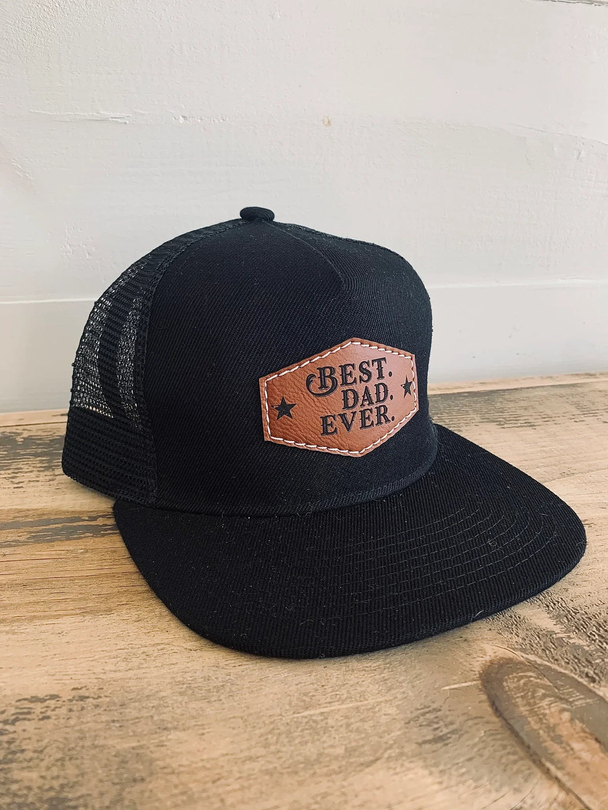 "Best Dad Ever" Leather Patch Trucker Hat