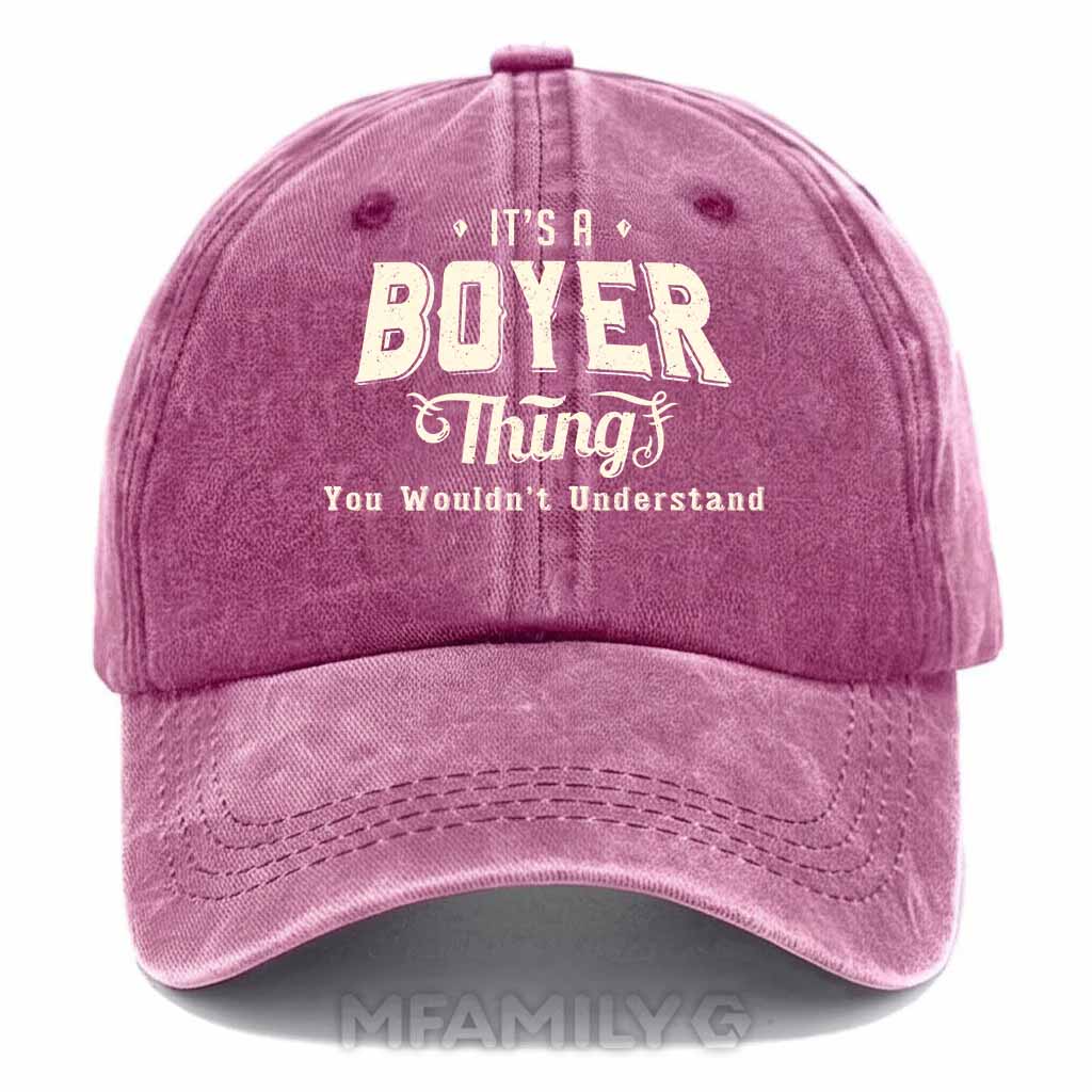 Personalized "It's A Boyer Thing" Washed Baseball Cap