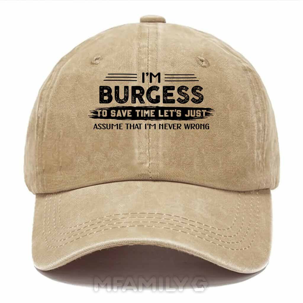 Burgess "Never Wrong" Washed Cotton Baseball Cap