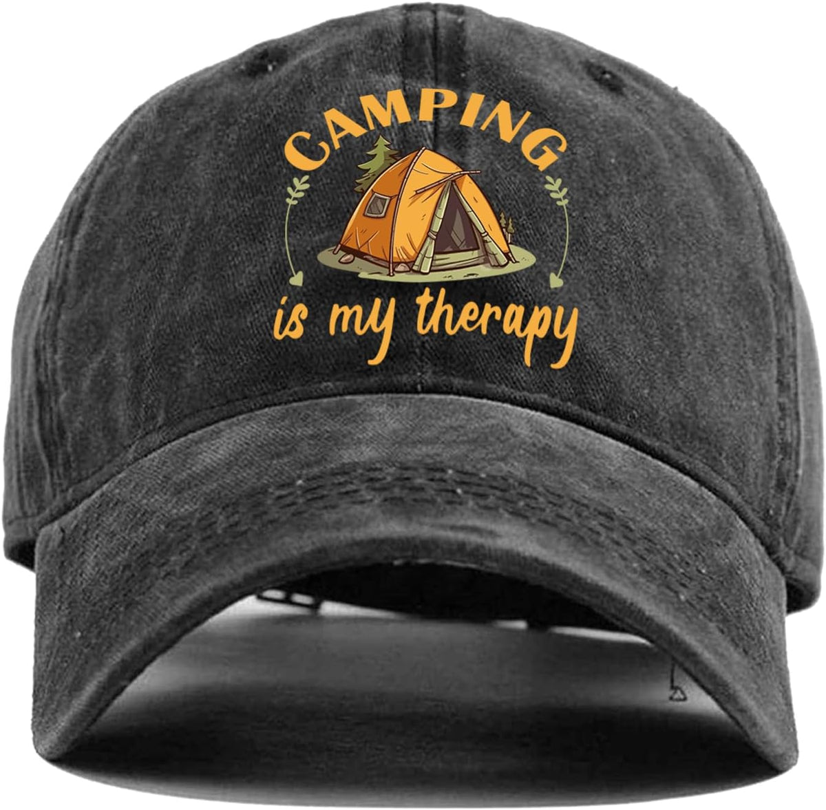 "Camping Is My Therapy" Vintage Washed Baseball Cap