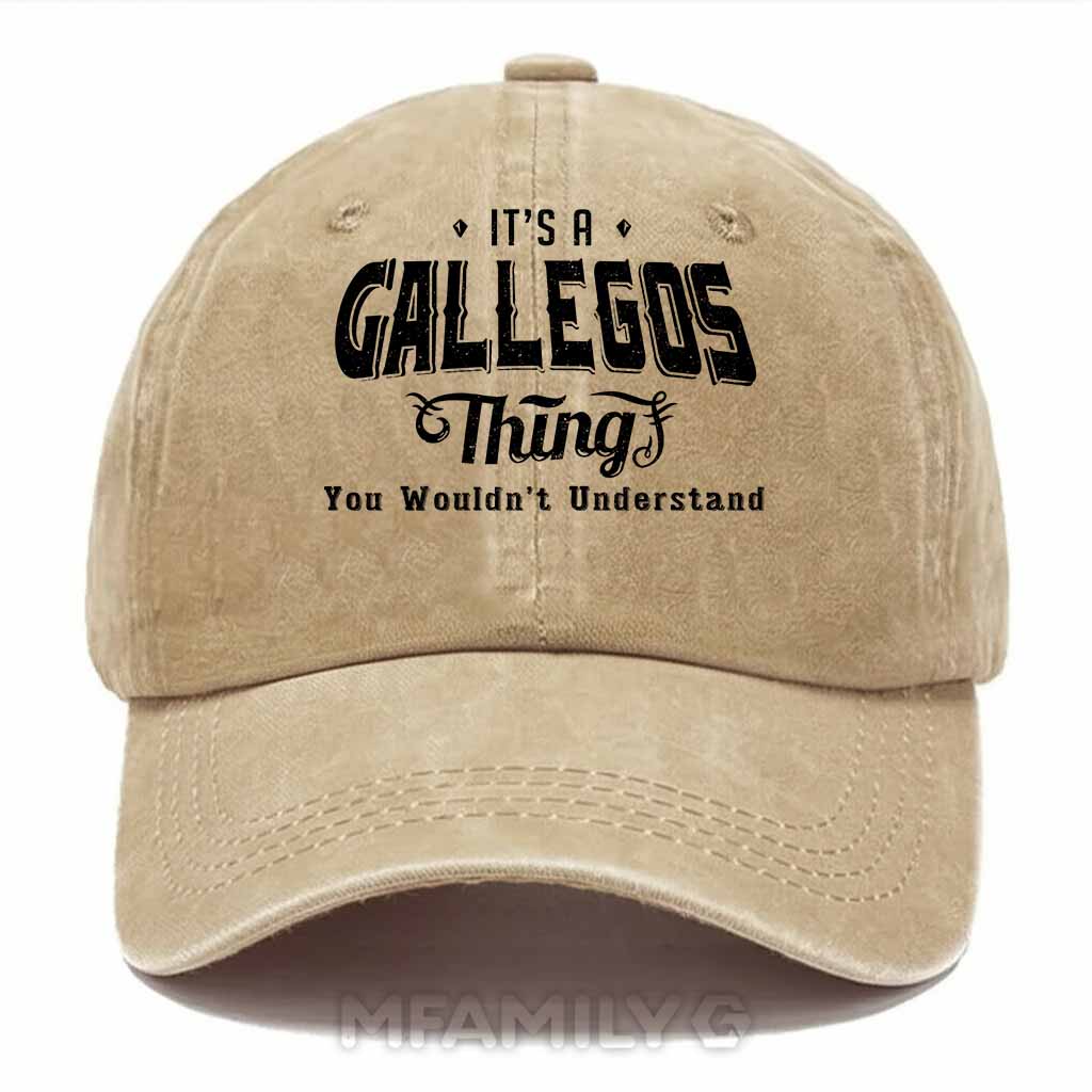 Personalized "It's A Gallegos Thing" Washed Baseball Cap