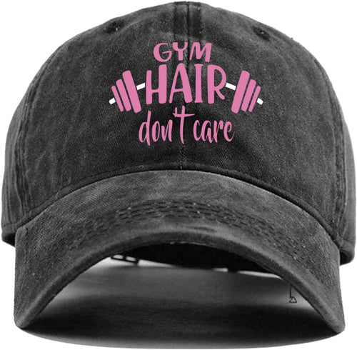 "Gym Hair Don't Care" Vintage Washed Baseball Cap