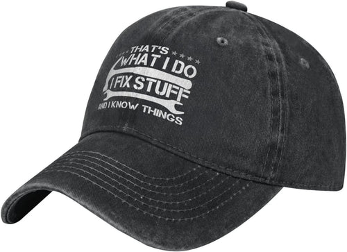 "I Fix Stuff & I Know Things" Vintage Washed Baseball Cap