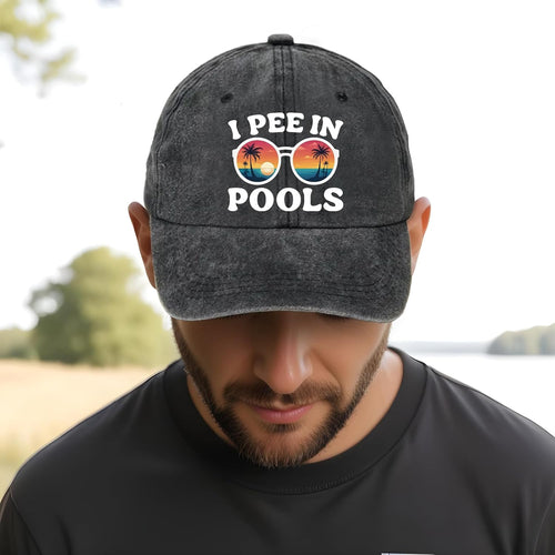 "I Pee in Pools" Vintage Washed Baseball Cap