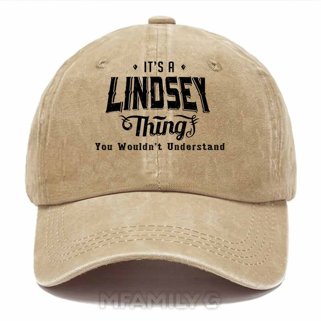 Personalized Lindsey Thing Washed Baseball Cap