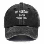 Personalized "Doing Morgan Things" Washed Baseball Cap
