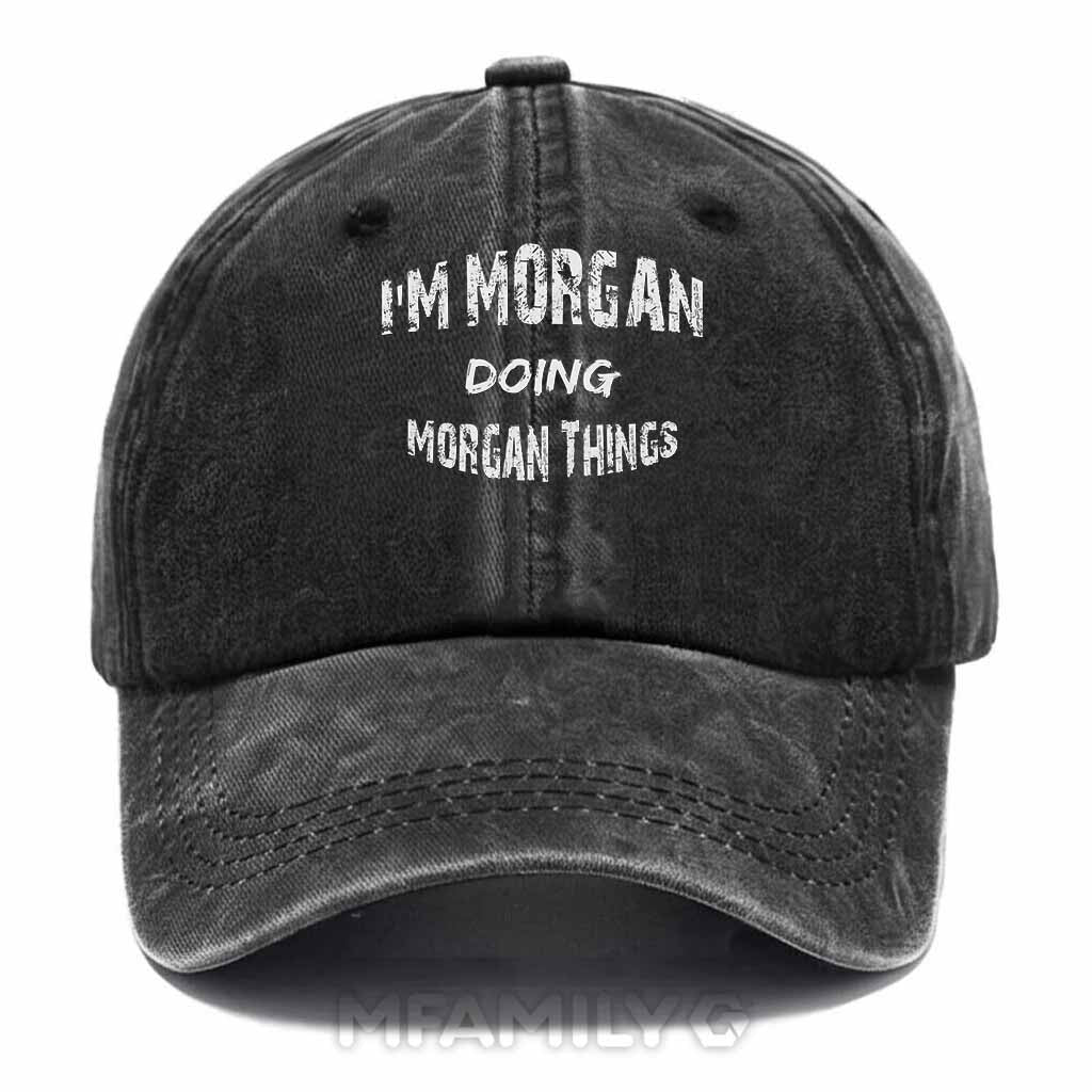 Personalized "Doing Morgan Things" Washed Baseball Cap