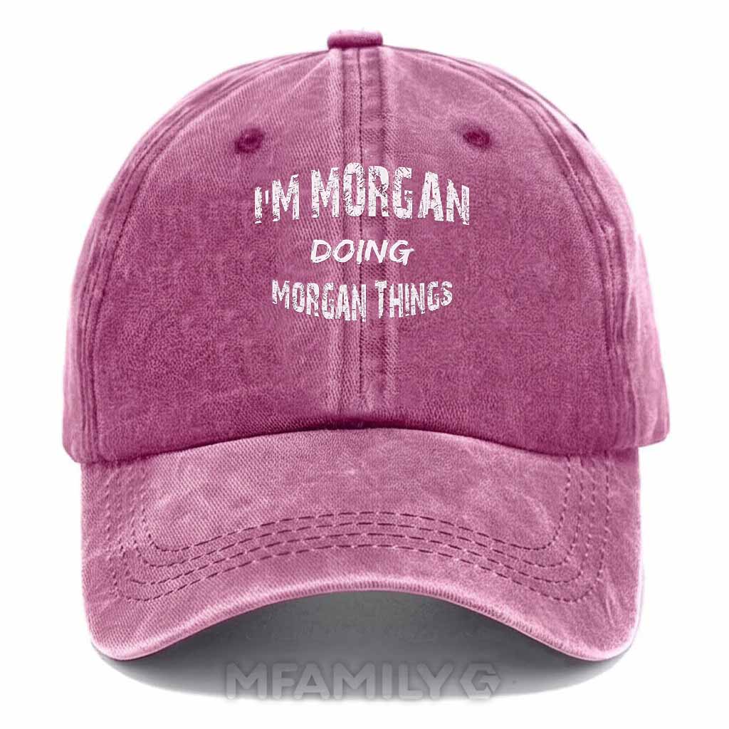 Personalized "Doing Morgan Things" Washed Baseball Cap