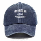 Personalized "Doing Morgan Things" Washed Baseball Cap