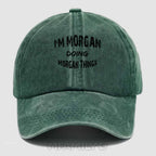 Personalized "Doing Morgan Things" Washed Baseball Cap