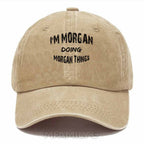 Personalized "Doing Morgan Things" Washed Baseball Cap