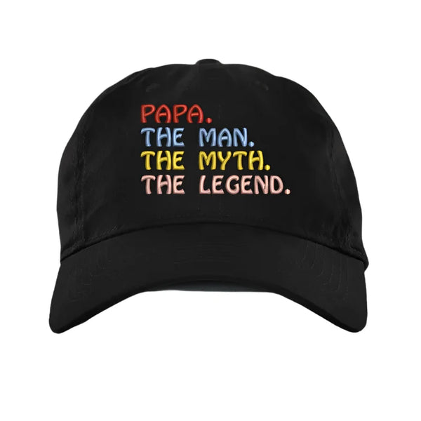 Black "Papa The Man The Myth The Legend" Embroidered Cap