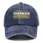 Personalized "Sherman Never Wrong" Washed Baseball Cap