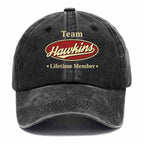 Personalized "Team Hawkins" Washed Cotton Baseball Cap