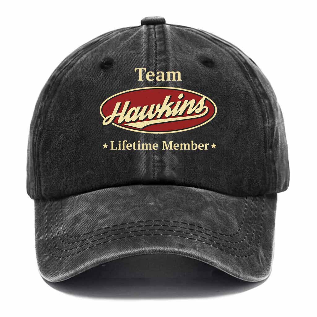 Personalized "Team Hawkins" Washed Cotton Baseball Cap