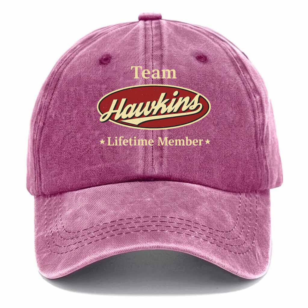 Personalized "Team Hawkins" Washed Cotton Baseball Cap