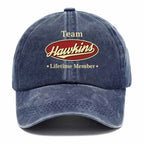 Personalized "Team Hawkins" Washed Cotton Baseball Cap