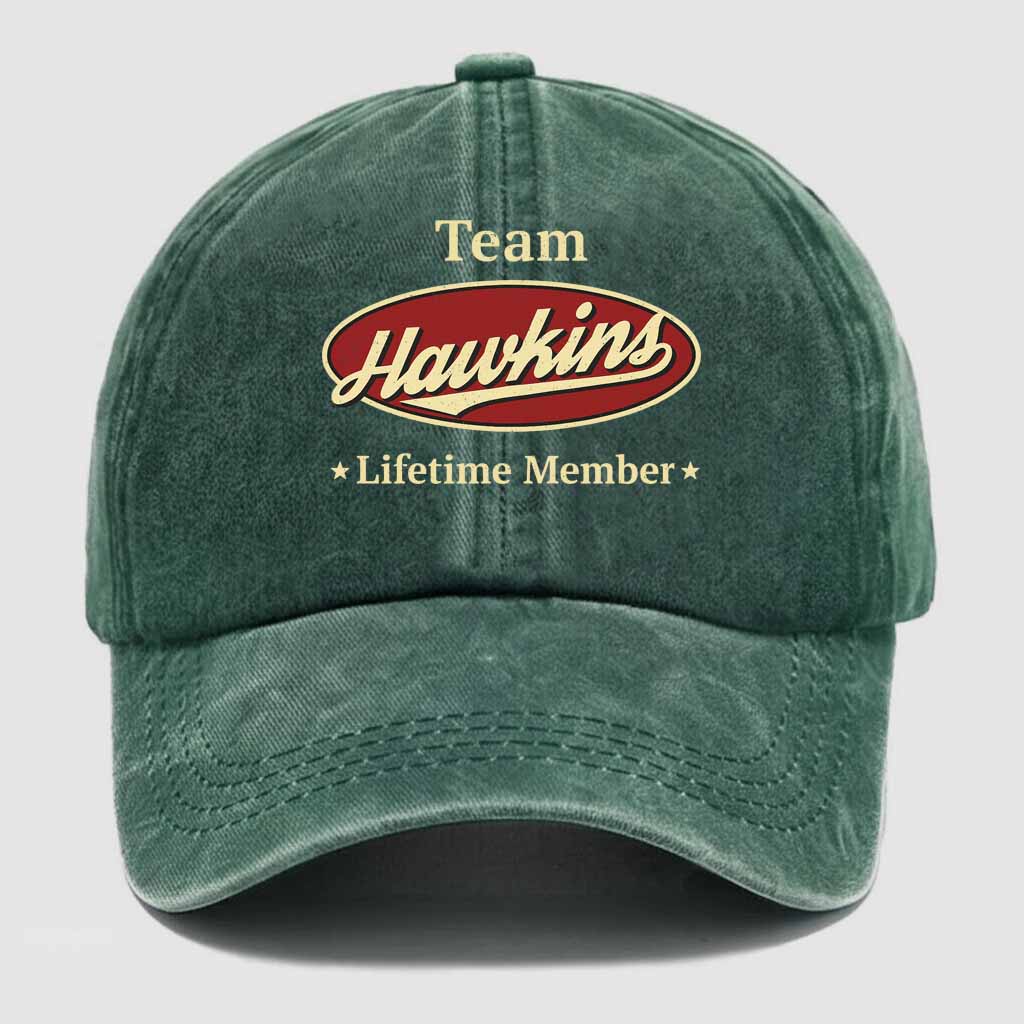 Personalized "Team Hawkins" Washed Cotton Baseball Cap