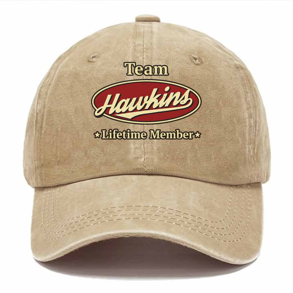Personalized "Team Hawkins" Washed Cotton Baseball Cap