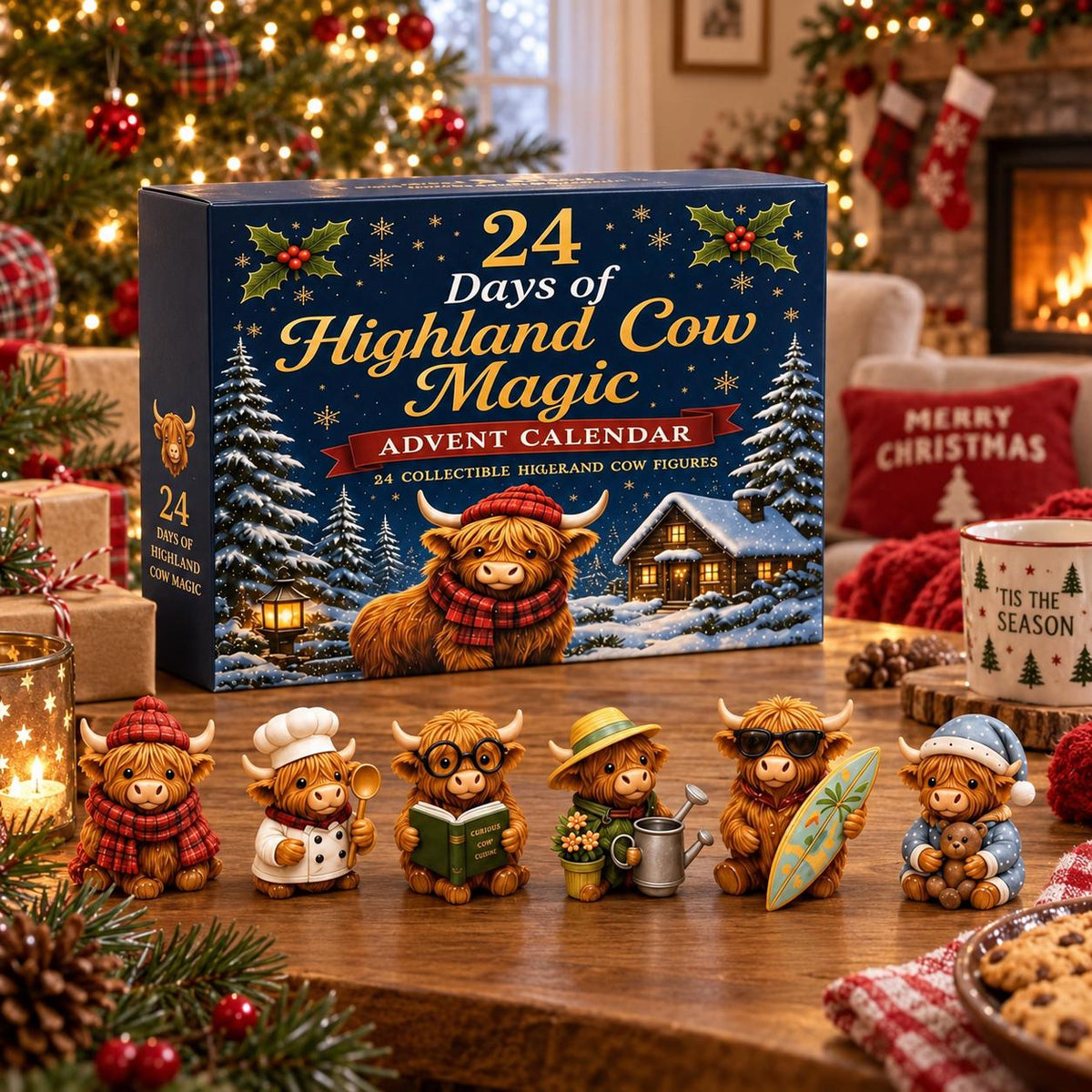 "Highland Cow Magic" 24-Day Acrylic Advent Calendar