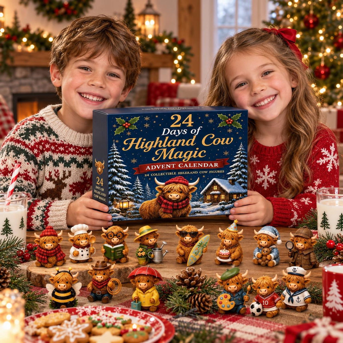 "Highland Cow Magic" 24-Day Acrylic Advent Calendar