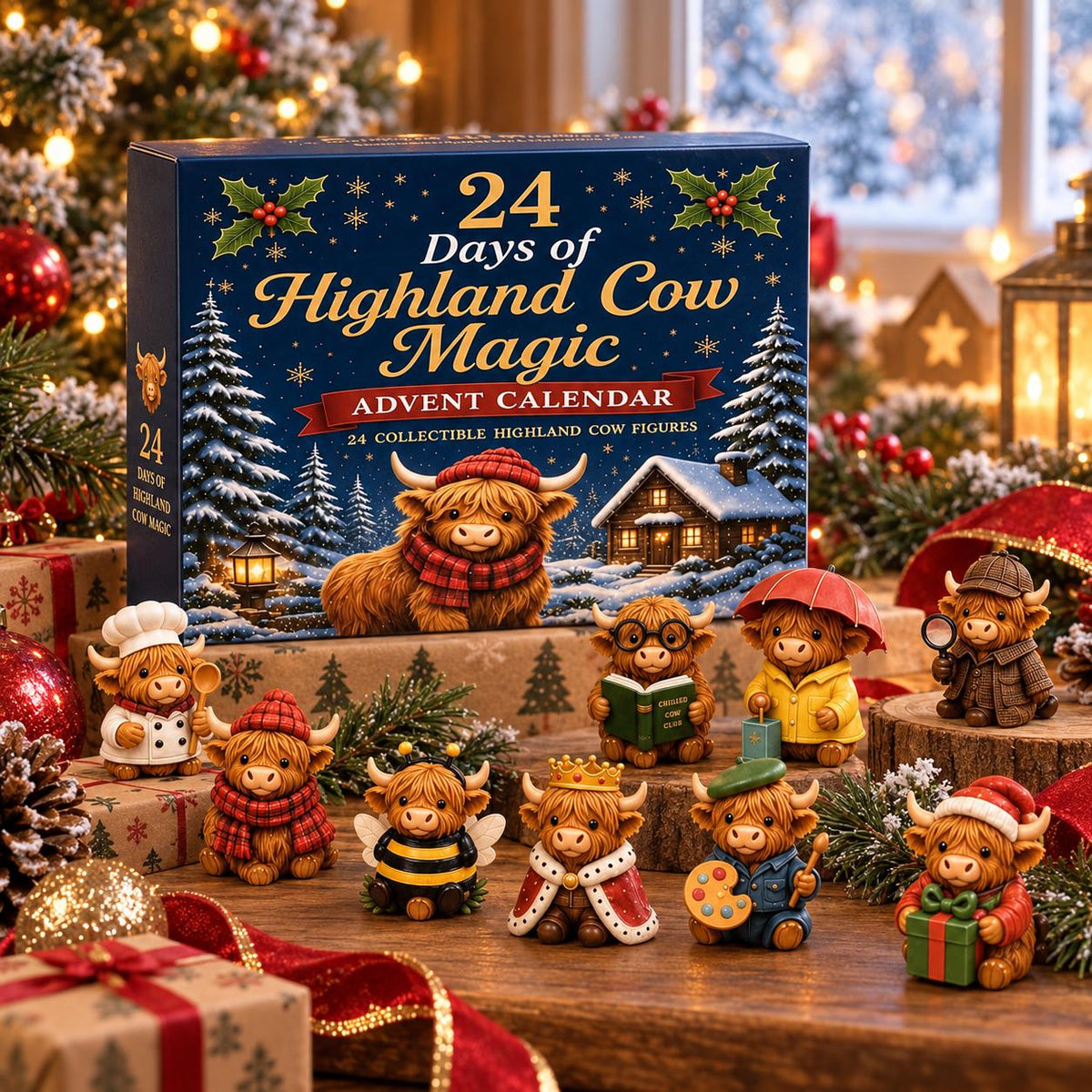"Highland Cow Magic" 24-Day Acrylic Advent Calendar