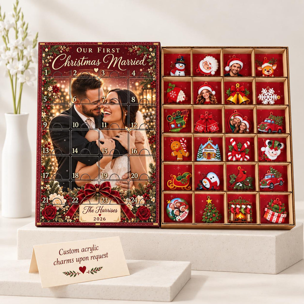 Personalized Couple Photo Wooden Advent Calendar