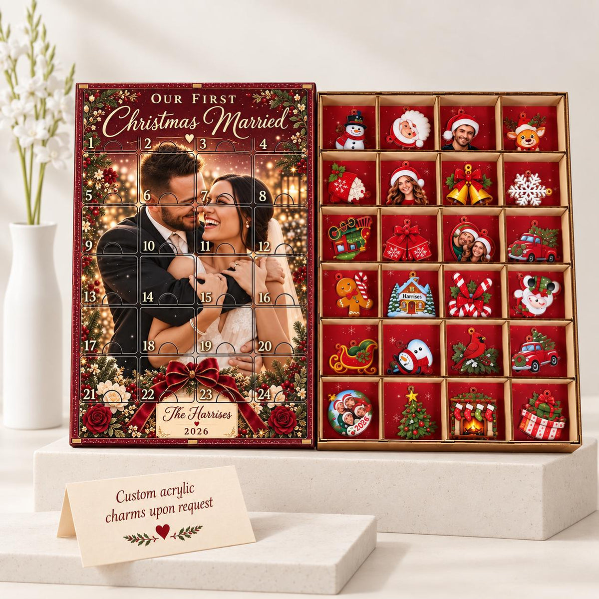 Personalized Couple Photo Wooden Advent Calendar