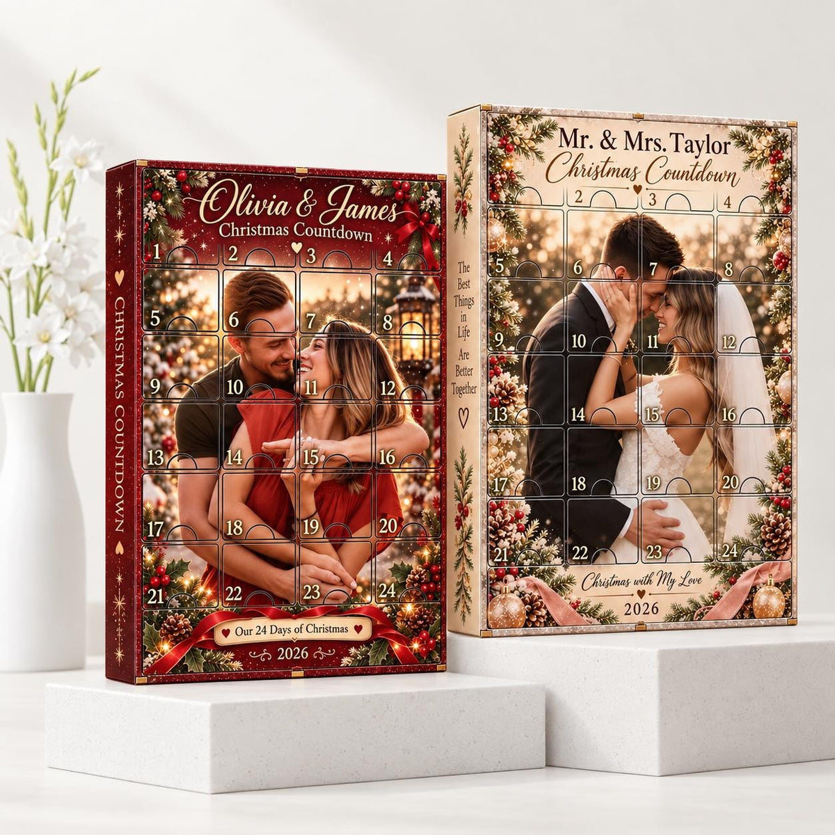 Personalized Couple Photo Wooden Advent Calendar