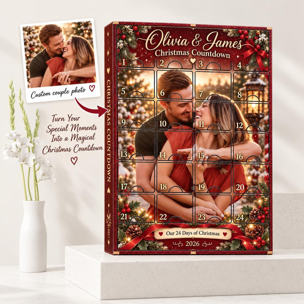 Personalized Couple Photo Wooden Advent Calendar
