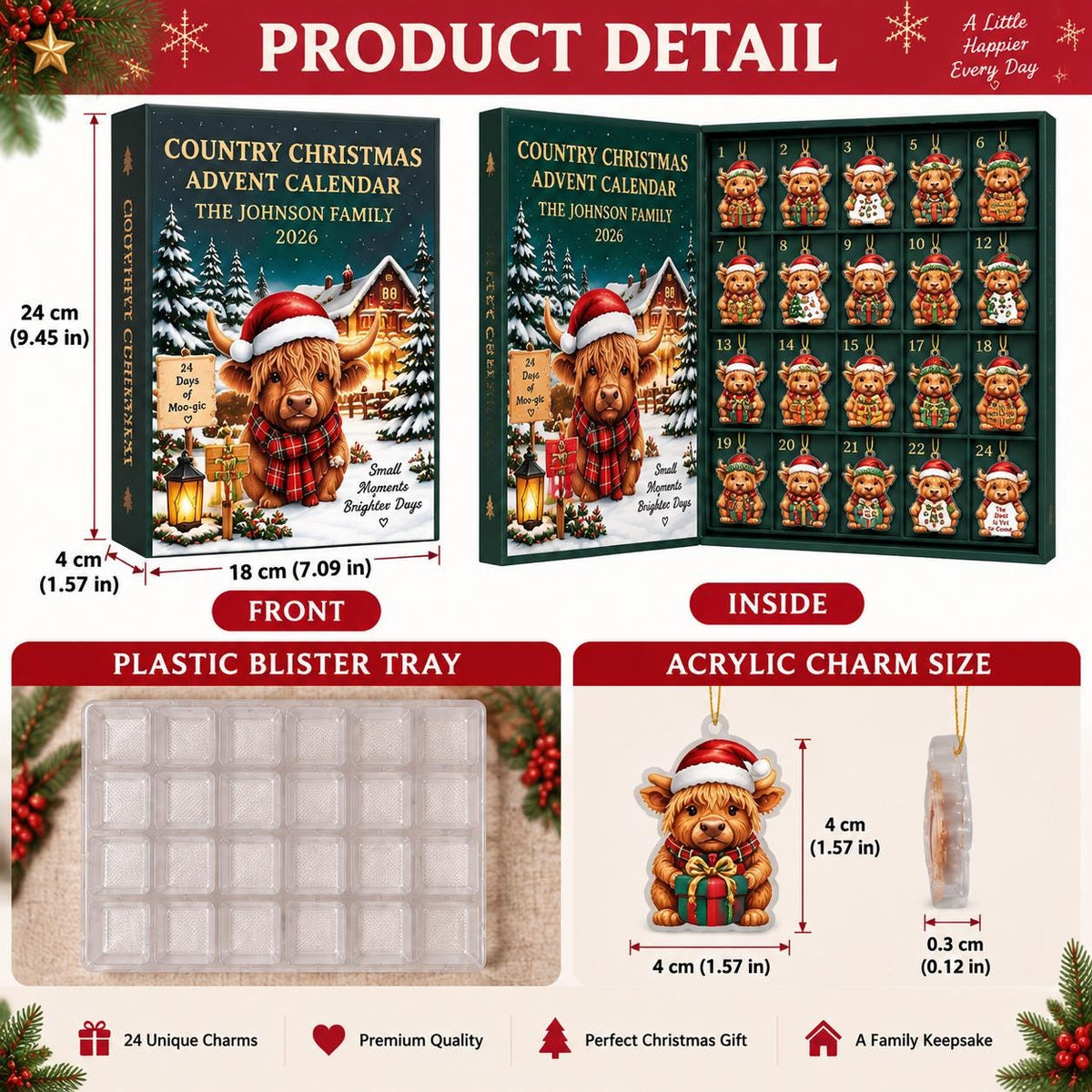 Dinosaur 24-Piece Acrylic Charm Advent Calendar