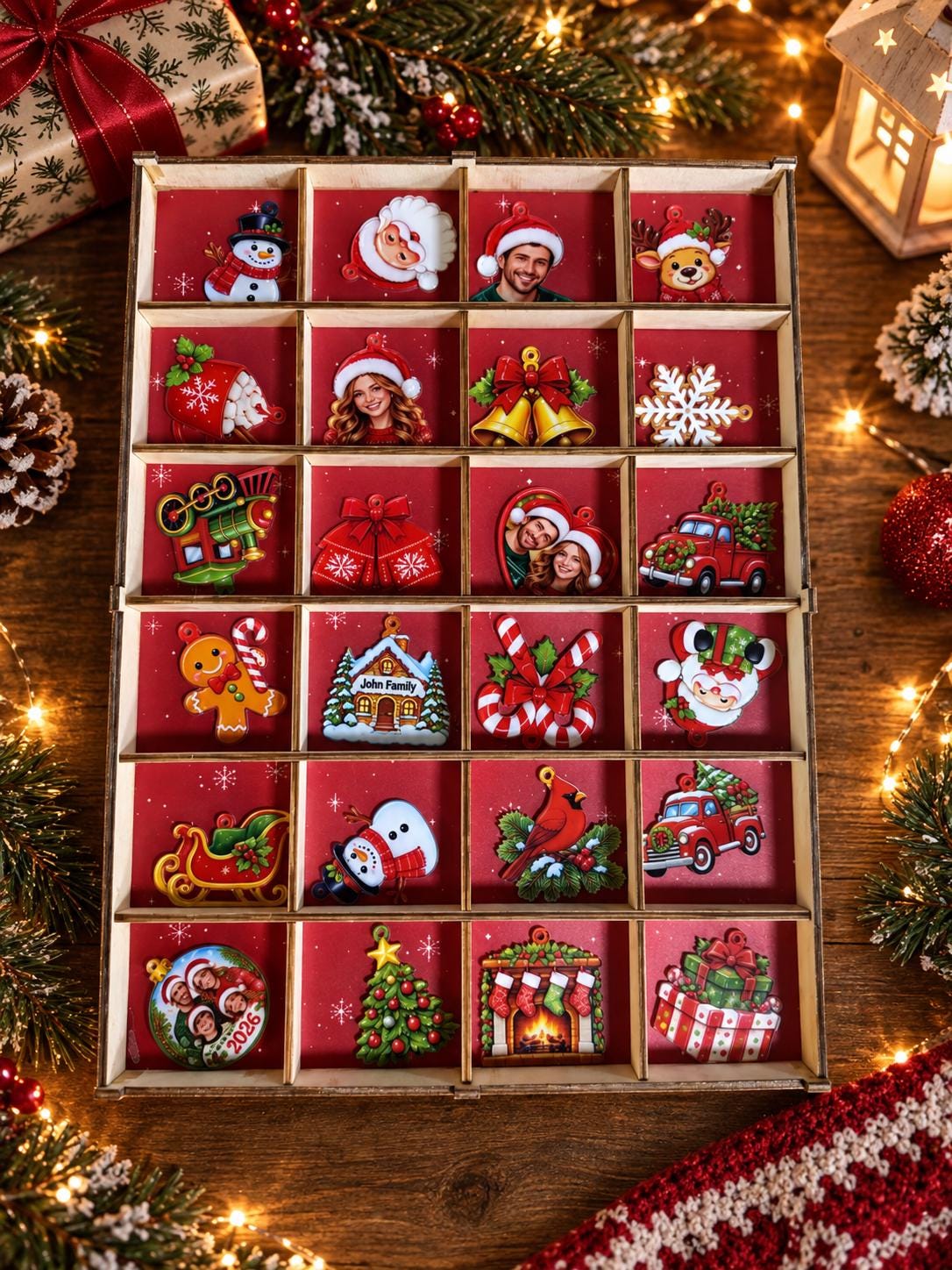 Personalized Couple Photo Wooden Advent Calendar